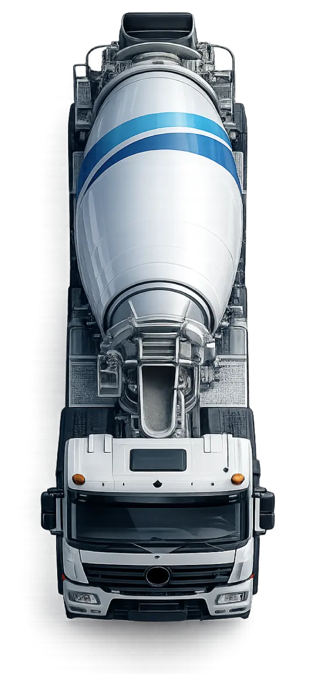 Concrete mixer truck delivering ready-mix concrete