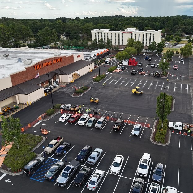Large-scale Home Depot paving, line striping, and sealcoating project